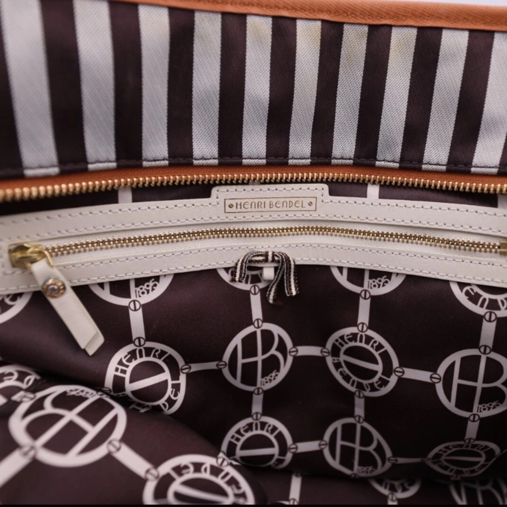 SOLD LIVE!Henri Bendel NY Striped Canvas W 57th Tote w/ Dust Bag 22WX12HX6D - Picture 7 of 13